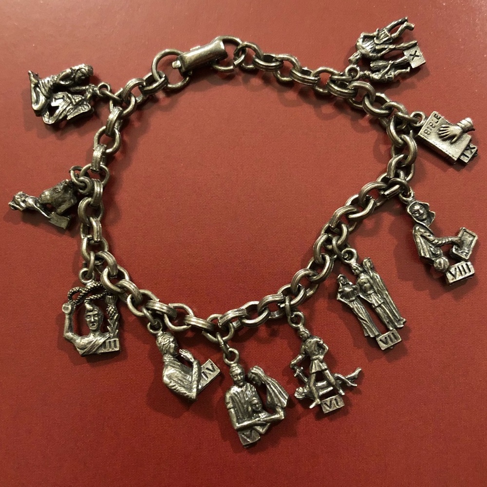 Vintage Coro charm bracelet 10 Commandments